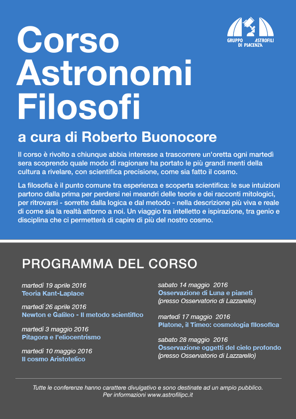 corso astronomi filosofi